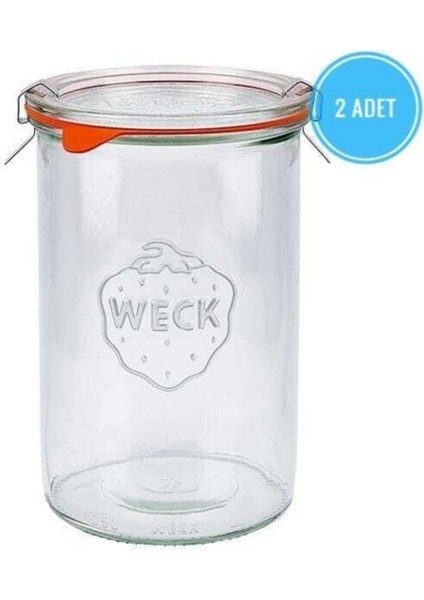 Şeffaf 1050 ml cam kavanoz, 2'li set, hijyenik ve şık tasarım