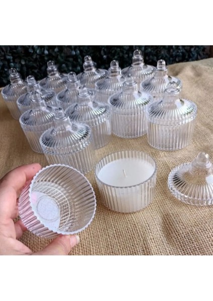 Şeffaf şekerlik ve mum kabı seti, 16 adet, plastik, şık ve kullanışlı tasarım