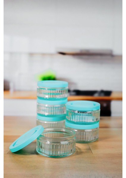 6'lı Hava Geçirmez Cam Kahvaltılık Seti - 140 cc | Turkuaz Kapaklı, Sızdırmaz Saklama Kabı fiyatları