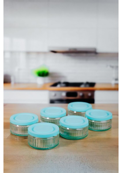 6'lı Hava Geçirmez Cam Kahvaltılık Seti - 140 cc | Turkuaz Kapaklı, Sızdırmaz Saklama Kabı fırsatları