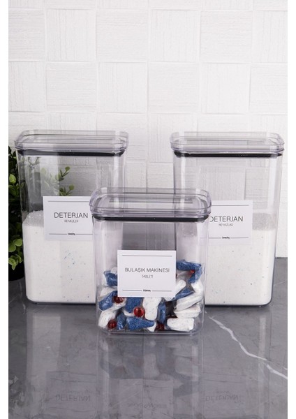 3'lü Şeffaf Saklama Kutusu Seti, Renkli ve Beyaz, Akrilik, 2-3L, Etiketli, Organize edici fiyatları