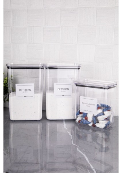 3'lü Şeffaf Saklama Kutusu Seti, Renkli ve Beyaz, Akrilik, 2-3L, Etiketli, Organize edici modelleri