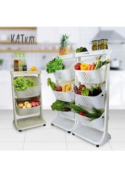 Geniş 4 Katlı Tekerlekli Siyah Plastik Mutfak Rafı, Pratik ve Şık Depolama fırsatları