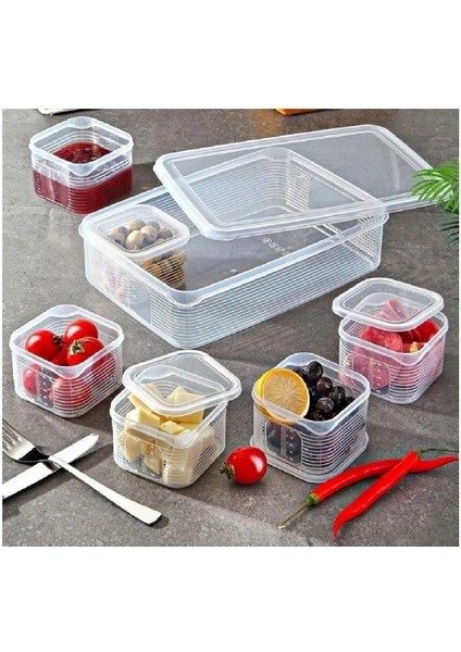 7 Parça Şeffaf Piknik ve Kahvaltı Saklama Kabı Seti, Turuncu Renkli, Plastik fiyatları