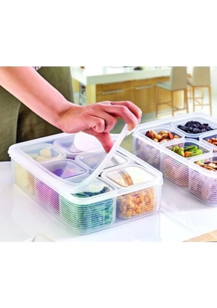 7 Parça Şeffaf Piknik ve Kahvaltı Saklama Kabı Seti, Turuncu Renkli, Plastik modelleri