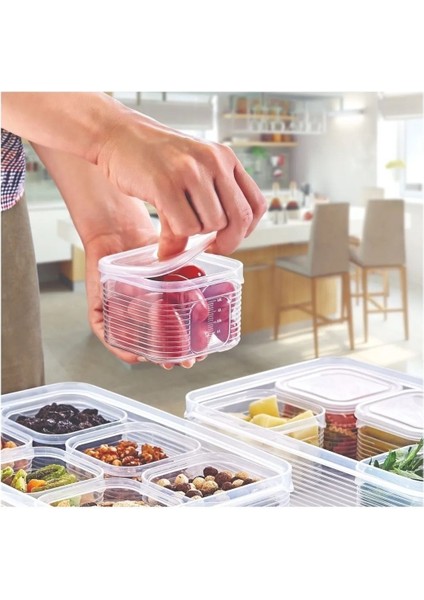 7 Parça Şeffaf Piknik ve Kahvaltı Saklama Kabı Seti, Turuncu Renkli, Plastik fırsatları