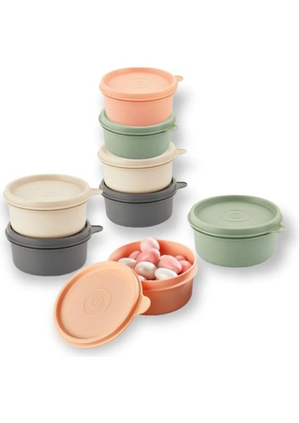 Renkli 4’lü Yuvarlak Mini Saklama Kabı, Sızdırmaz, Çok Amaçlı, Plastik, 0-249 ml modelleri