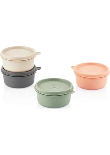 Renkli 4’lü Yuvarlak Mini Saklama Kabı, Sızdırmaz, Çok Amaçlı, Plastik, 0-249 ml fırsatları