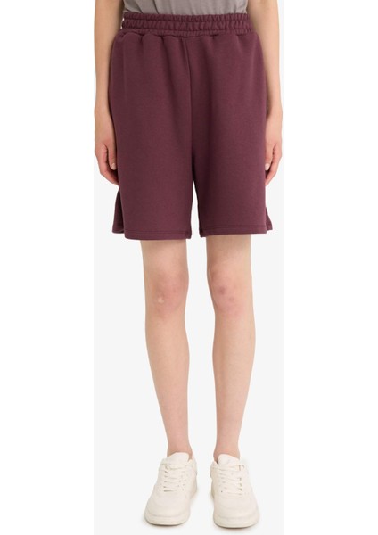 Coool Esnek Belli Cepli Bordo Bermuda Şort F5188AX25SM