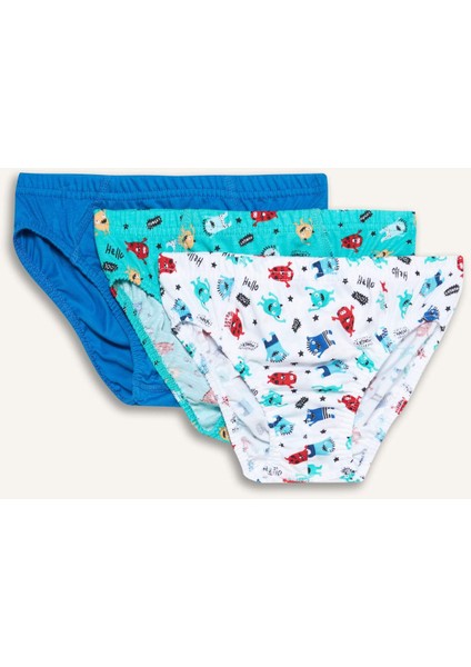 Erkek Çocuk Canavar Baskılı 3'lü Slip Külot E6879A825SP