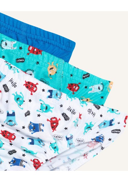 Erkek Çocuk Canavar Baskılı 3'lü Slip Külot E6879A825SP