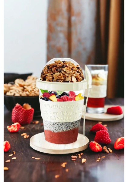 Çok Renkli Taşınabilir Sağlıklı Meyve ve Yoğurt Kabı, Plastik, Pratik, Tek Parça