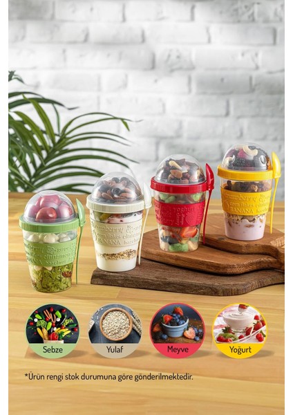 Çok Renkli Taşınabilir Sağlıklı Meyve ve Yoğurt Kabı, Plastik, Pratik, Tek Parça fırsatları