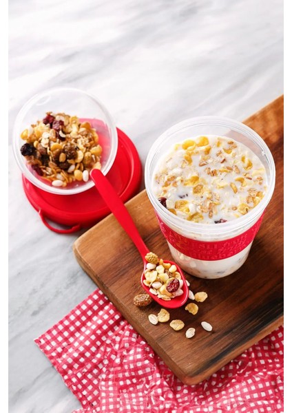 Çok Renkli Taşınabilir Sağlıklı Meyve ve Yoğurt Kabı, Plastik, Pratik, Tek Parça