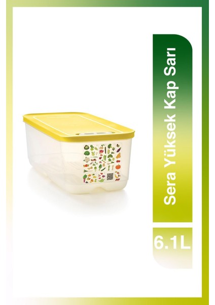 Yüksek Kapasiteli Sarı Gıda Saklama Kabı, 6.1 Lt, Sağlam ve Şık Tasarım