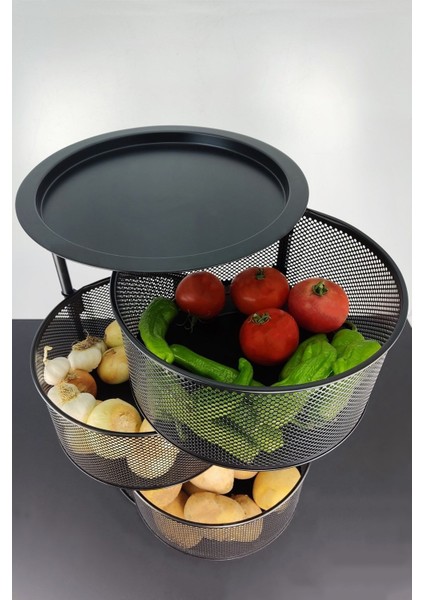 4 Katlı Metal Sepet, Çok Amaçlı, Siyah, Dayanıklı ve Şık Tasarım fiyatları