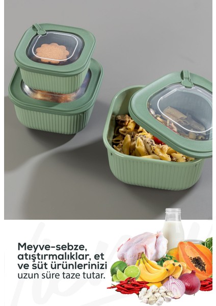 12'li Yeşil Kapaklı Saklama Kabı Seti, Mikrodalga ve Dondurucu Uyumlu fiyatları