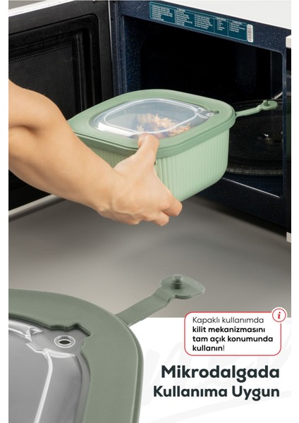 12'li Yeşil Kapaklı Saklama Kabı Seti, Mikrodalga ve Dondurucu Uyumlu fırsatları