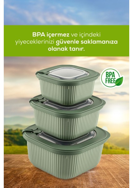 12'li Yeşil Kapaklı Saklama Kabı Seti, Mikrodalga ve Dondurucu Uyumlu indirimleri