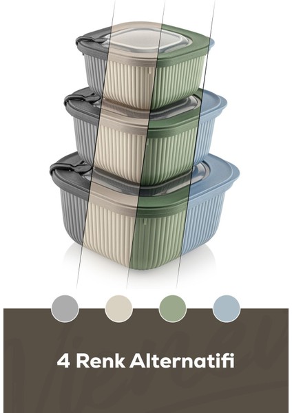 12'li Yeşil Kapaklı Saklama Kabı Seti, Mikrodalga ve Dondurucu Uyumlu