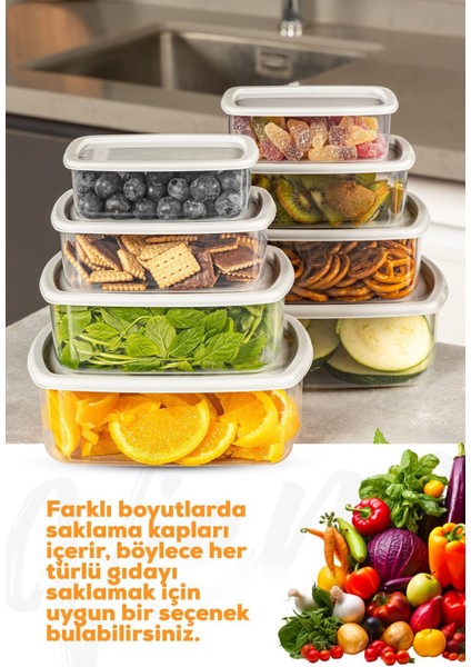 8'li hava geçirmez saklama kabı seti, gri, çeşitli boyutlarda, dayanıklı plastik fiyatları