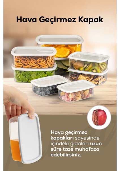 8'li hava geçirmez saklama kabı seti, gri, çeşitli boyutlarda, dayanıklı plastik indirimleri