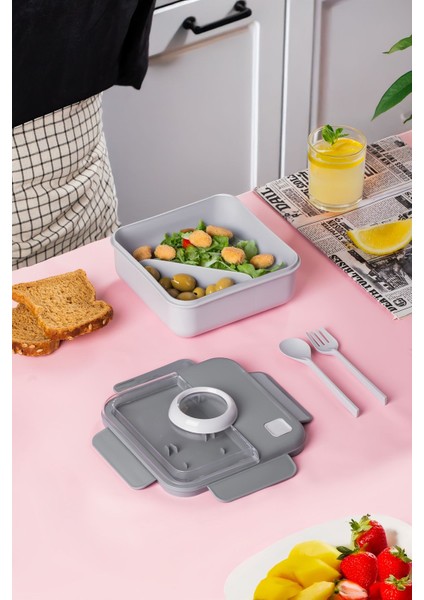 Gri renkli, 1250 ml kapasiteli, 4 parçalı, taşınabilir beslenme seti fiyatları