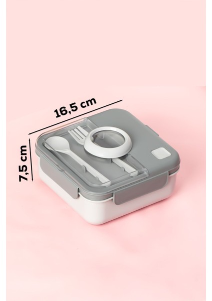 Gri renkli, 1250 ml kapasiteli, 4 parçalı, taşınabilir beslenme seti modelleri