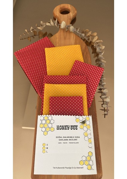 Çok Renkli, Tekrar Kullanılan Doğal Balmumu Gıda Saklama Kumaşı, 3'lü Set