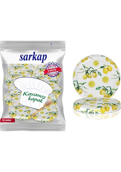 Sarı Metal Kavanoz Kapağı, 10 adet, 82 mm, limon aromalı, 500-999 ml hacim