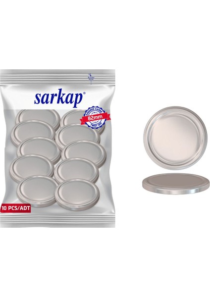 10 Adet 82mm Metal Kapağı, Parça Sayısı: 7-12, Hacim: 1L, Hijyenik Paketli