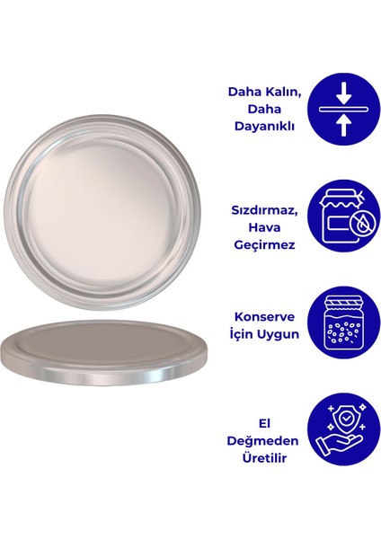 10 Adet 82mm Metal Kapağı, Parça Sayısı: 7-12, Hacim: 1L, Hijyenik Paketli
