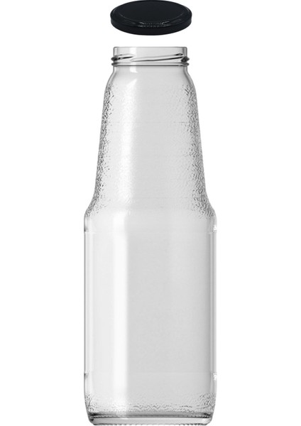 Şeffaf 1000 ml cam meşrubat şişesi, metal kapaklı, temiz ve dayanıklı tasarım