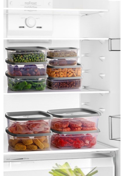 20'li Çok Amaçlı Saklama Kabı Seti, dayanıklı plastik, gri renk, pratik kullanım modelleri