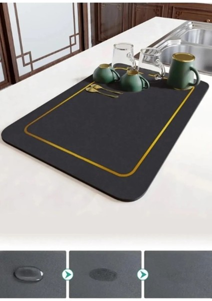 44x33 cm Antrasit Silikon Bulaşık Kurutma Matı ve Altlığı, dayanıklı ve şık tasarım modelleri