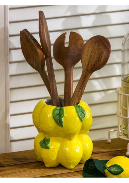 Sarı limon figürlü seramik kaşıklık, şık ve kullanışlı mutfak aksesuarı