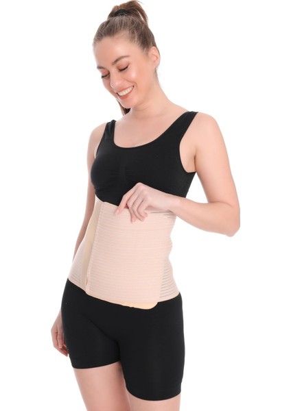 Abdominal Karın Korsesi Standart – Hava Alabilen Misinalı Pamuklu Kumaş, Ayarlanabilir Cırtlı