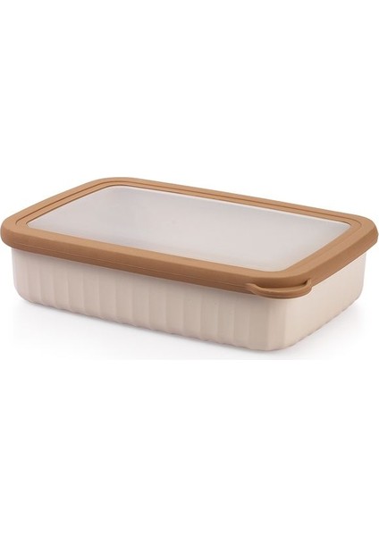 2'li Dikdörtgen Saklama Kabı, Krem, Pratik ve Şık, 1-1,99 L, Plastik, 4 Parça fırsatları