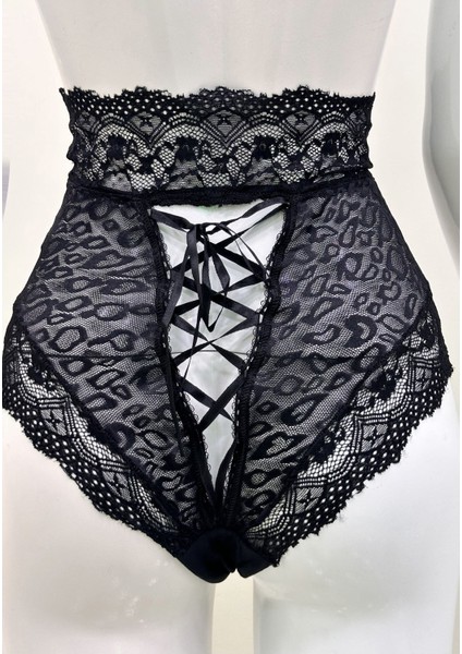 Siyah Dantelli Yüksek Bel Külot VENÜS-K1013