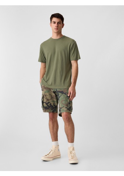 Erkek Haki Keten Karışımlı T-Shirt modelleri