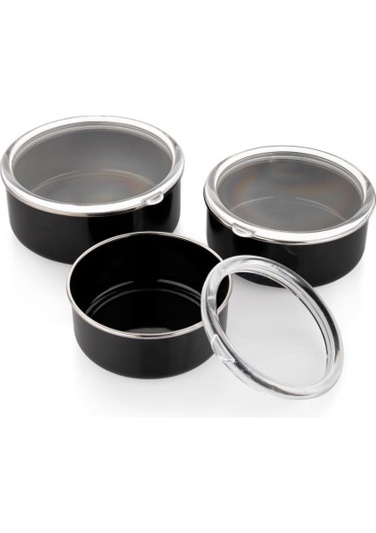 3'lü 6'lı siyah saklama kabı seti, pratik ve şık mutfak çözümü modelleri