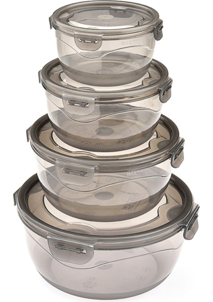 Füme Renkli 4'lü Kapaklı Saklama Kabı Seti, Güçlü ve Şık Tasarım modelleri