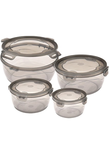 Füme Renkli 4'lü Kapaklı Saklama Kabı Seti, Güçlü ve Şık Tasarım fırsatları