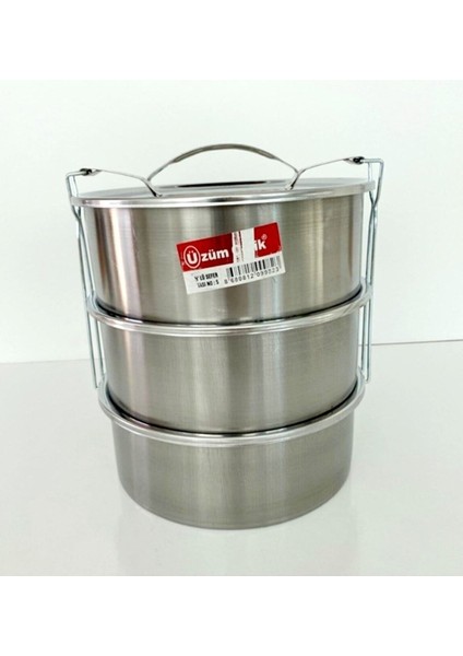 Orta Boy 3'lü Metal Saklama Kabı Seti, Pratik ve Şık, 2-2.99 L, Paslanmaz Çelik