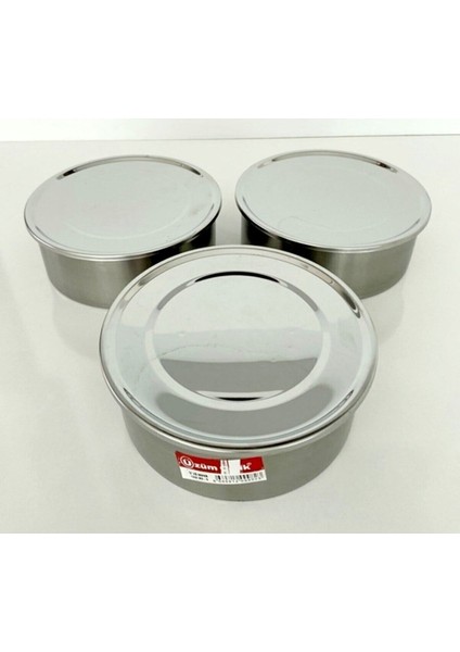 Orta Boy 3'lü Metal Saklama Kabı Seti, Pratik ve Şık, 2-2.99 L, Paslanmaz Çelik fiyatları