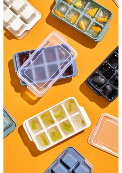 2'li Mavi Şeffaf Kapaklı 8 Bölmeli Plastik Buz Kalıbı Seti fiyatları