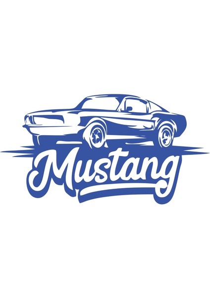 Mustang Araba Silüet Sticker 17X17 cm Mavi