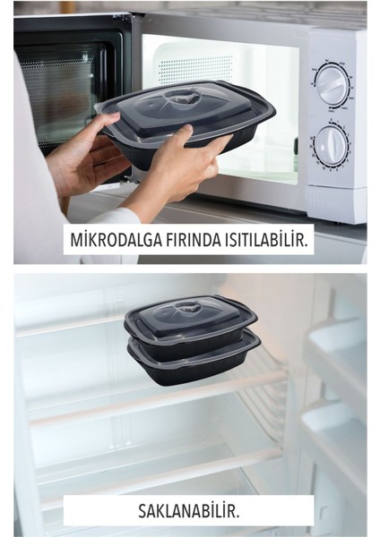 Siyah plastik sıcak yemek kabı seti, 50 adet, 500 ml, kullanışlı ve dayanıklı fiyatları
