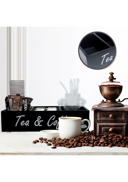 Ahşap kahve düzenleyici, 35x17 cm, 8 cm yüksek, şık ve kullanışlı tasarım modelleri