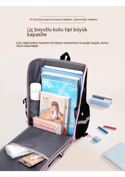 Çocuk Okul Çantası Ilkokul Erkek ve Kız Çocukları Yükü Ultra Hafif Erkek Çocukların 3-4. Sınıflar Için Yeni Sırt Çantası (Yurt Dışından)